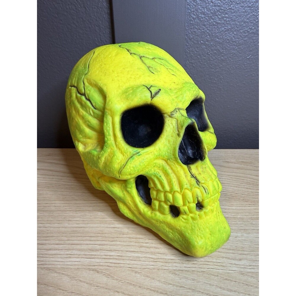 Vintage Easter Unlimited Skull Head Halloween Rubber Horror Glow Prop 10"
